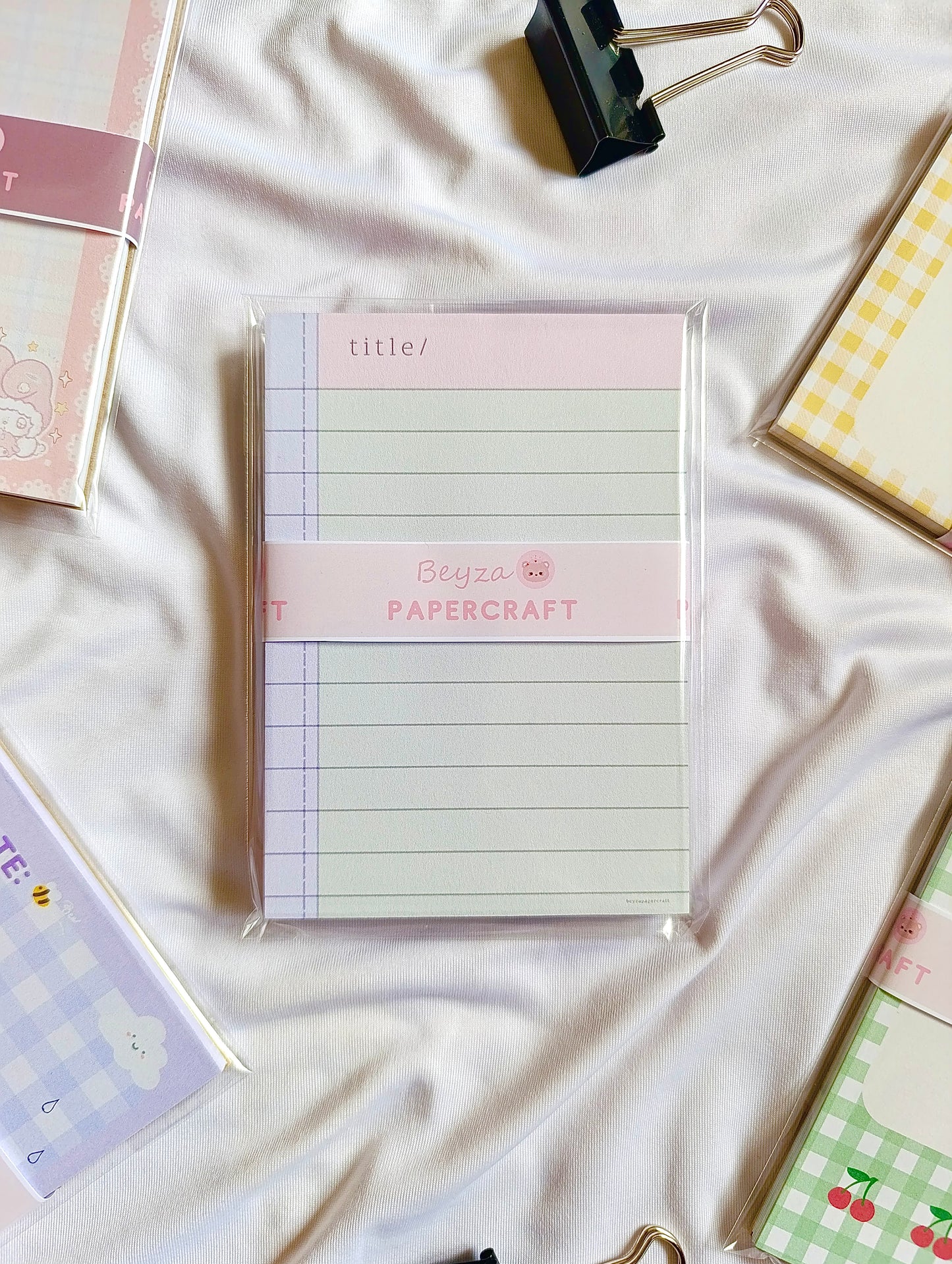 4’lü Notepad Seti Pembe Desenli , Çizgili Yeşil, Kahverengi Aycıklı, Mor Aycıklı Desenli (10x14) cm