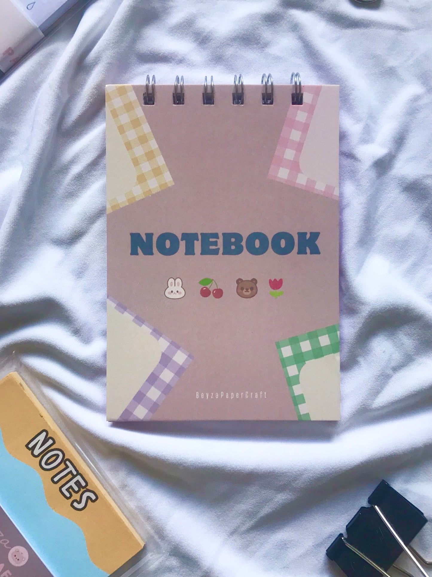 4'lü Not Defteri Seti Ayıcık,Tavşan,Çiçek,Kiraz Desenli-Kapaklı Not Defteri Seti