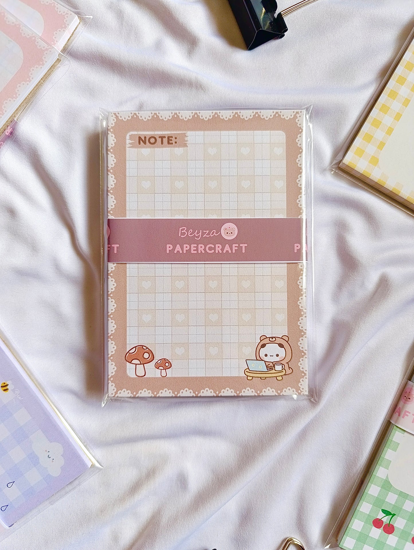 4’lü Notepad Seti Pembe Desenli , Çizgili Yeşil, Kahverengi Aycıklı, Mor Aycıklı Desenli (10x14) cm