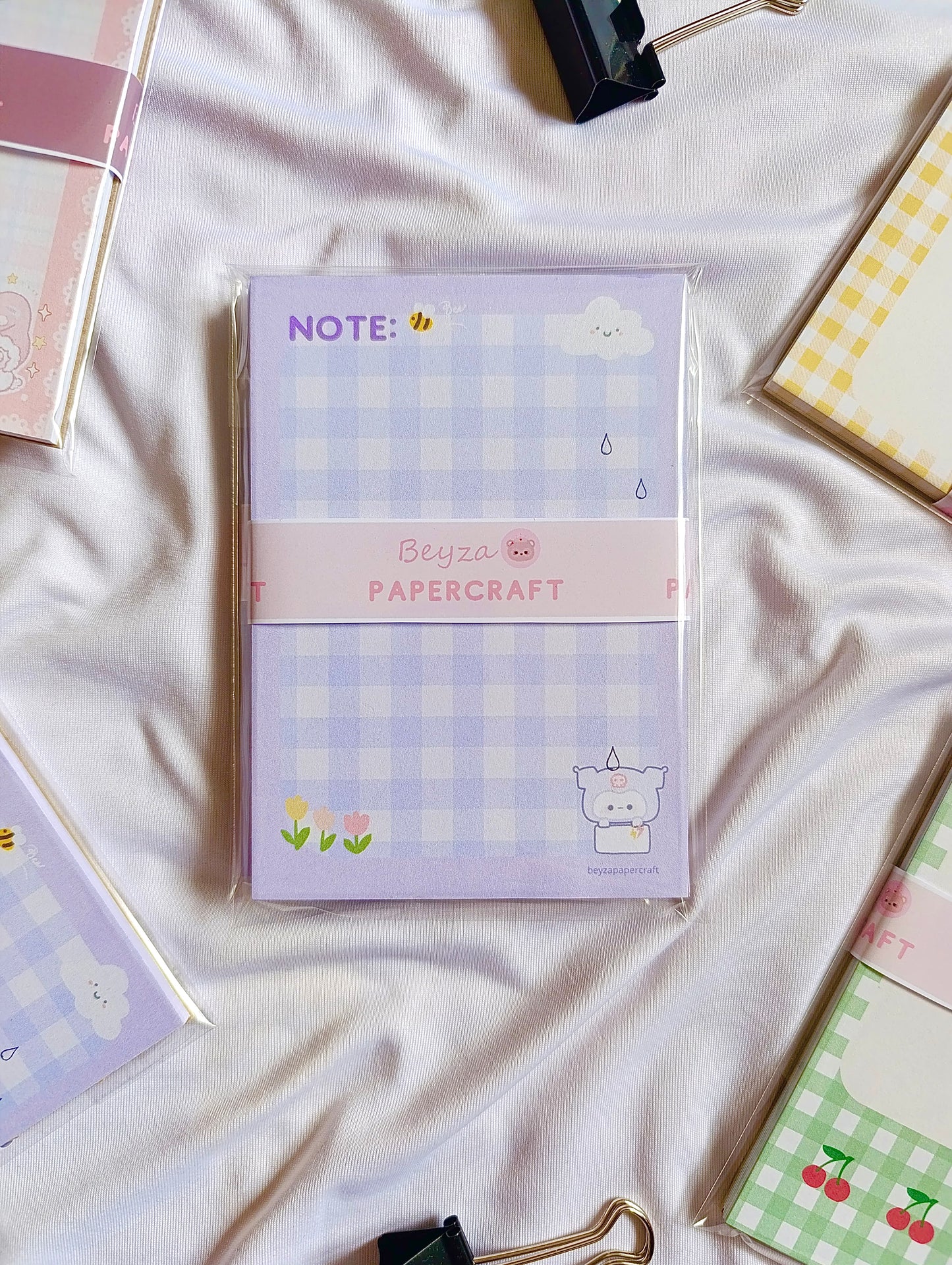 4’lü Notepad Seti Pembe Desenli , Çizgili Yeşil, Kahverengi Aycıklı, Mor Aycıklı Desenli (10x14) cm