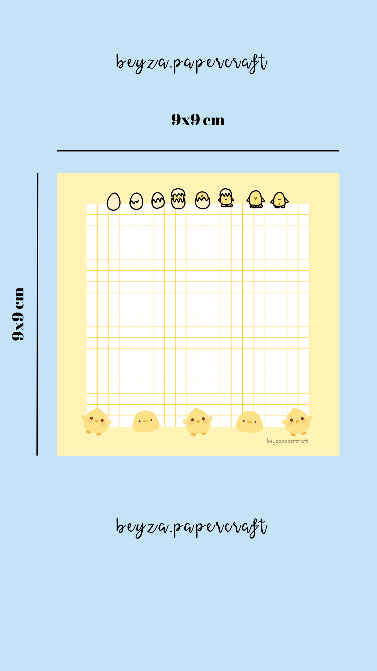 BeyzaPaperCraft 3'lü Set Sevimli Civciv Temalı Kareli Notepad Seti (9x9)(10x14)(14x20) Not Kağıdı