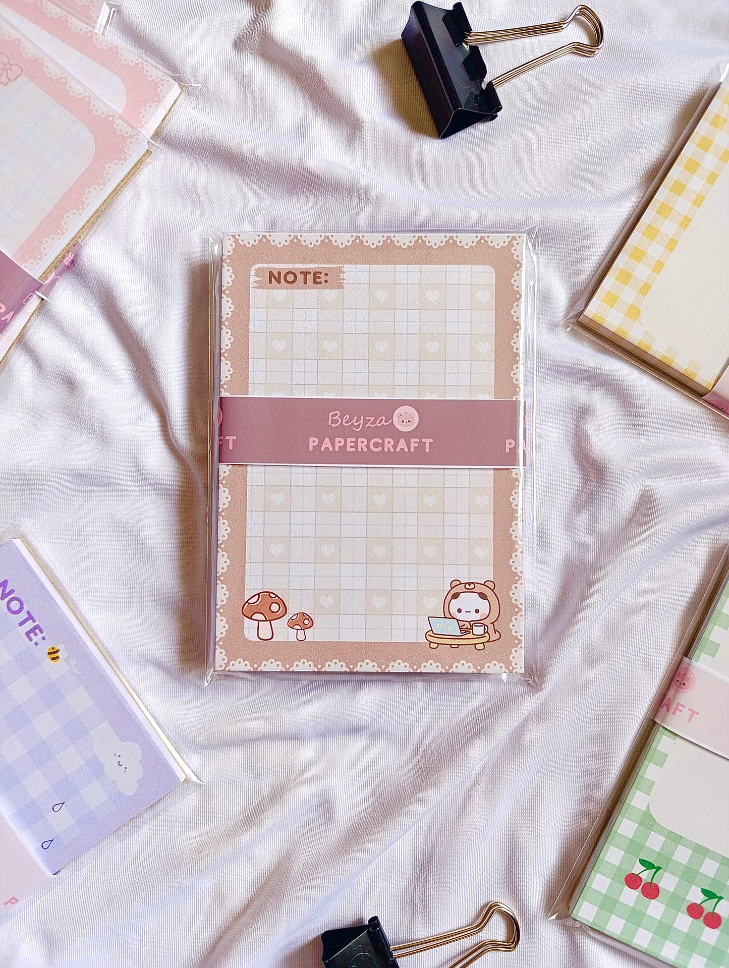 4’lü Notepad Seti Kareli Civcivli, Çizgili Yeşil, Kahverengi Aycıklı, Mor Aycıklı Desenli