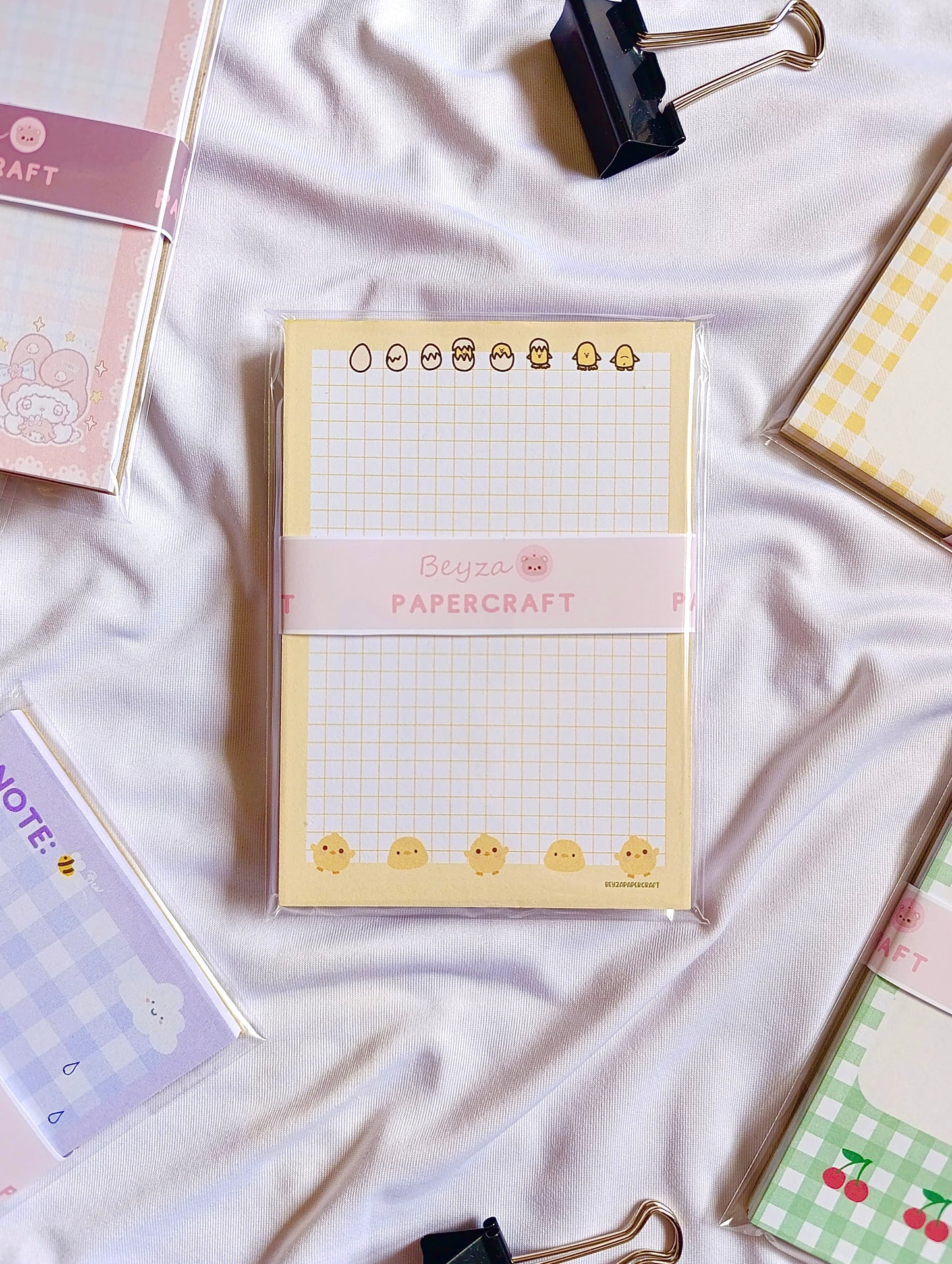 BeyzaPaperCraft 3'lü Set Sevimli Civciv Temalı Kareli Notepad Seti (9x9)(10x14)(14x20) Not Kağıdı