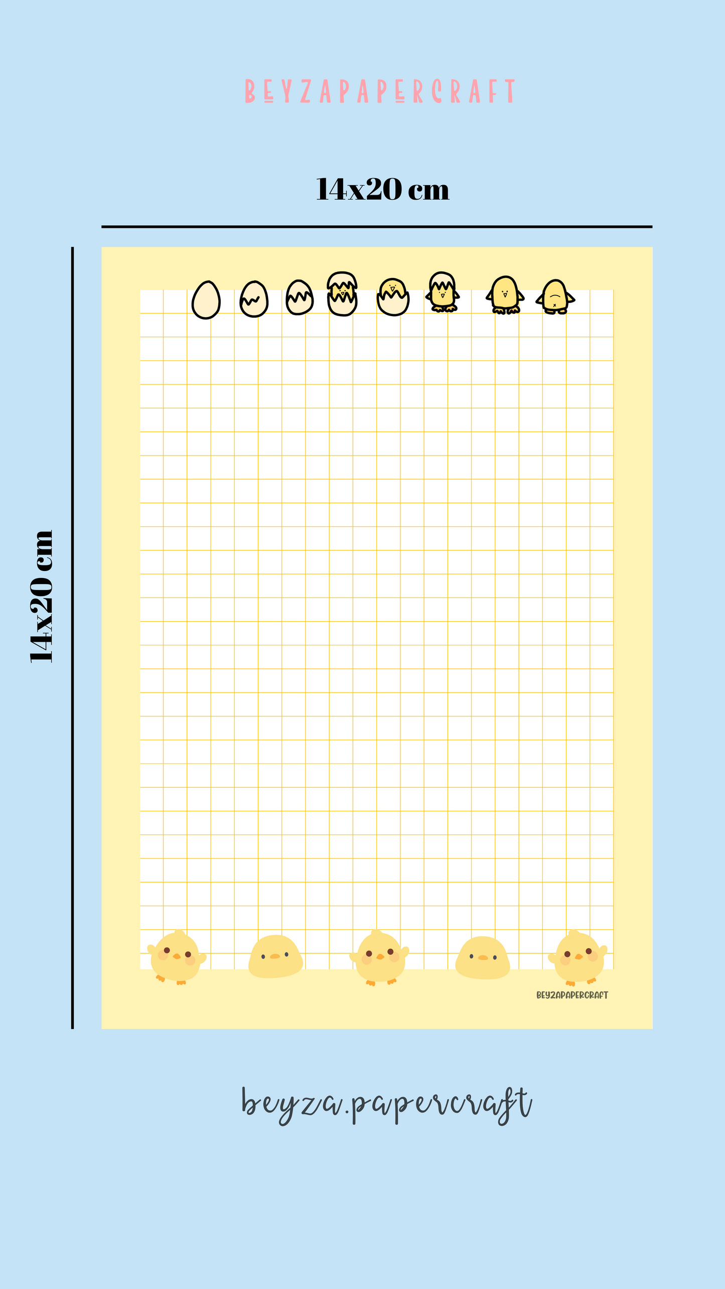 BeyzaPaperCraft 3'lü Set Sevimli Civciv Temalı Kareli Notepad Seti (9x9)(10x14)(14x20) Not Kağıdı