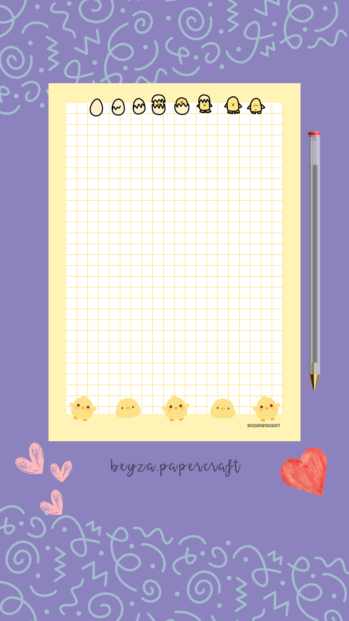 BeyzaPaperCraft 3'lü Set Sevimli Civciv Temalı Kareli Notepad Seti (9x9)(10x14)(14x20) Not Kağıdı