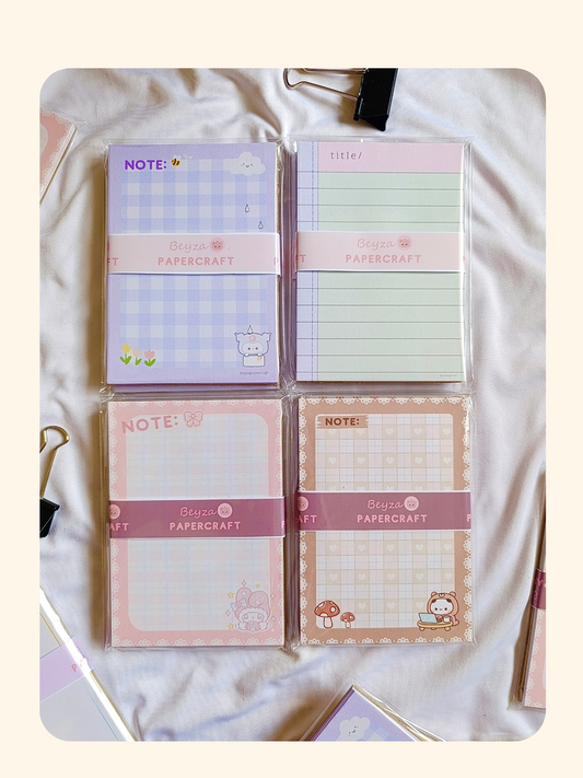 4’lü Notepad Seti Pembe Desenli , Çizgili Yeşil, Kahverengi Aycıklı, Mor Aycıklı Desenli (10x14) cm