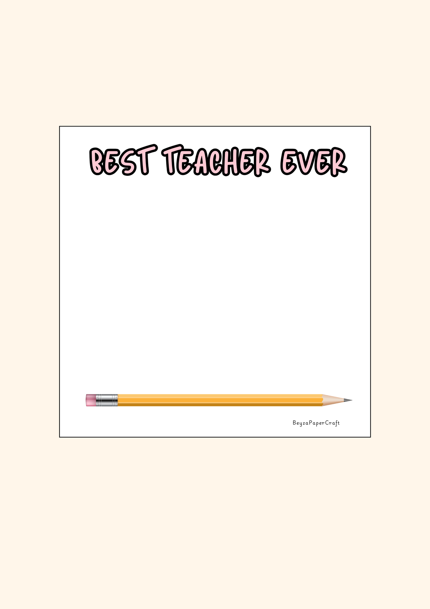 BeyzaPaperCraft Öğretmenler Günü -4'lü Notepad Seti Best Ever Teacher , Renkli Şeritli Eğitim Temalı